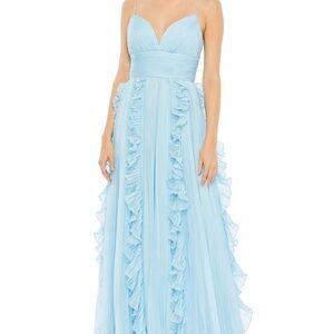 Mac Duggal | Elegant Blue Ruffled Evening Gown